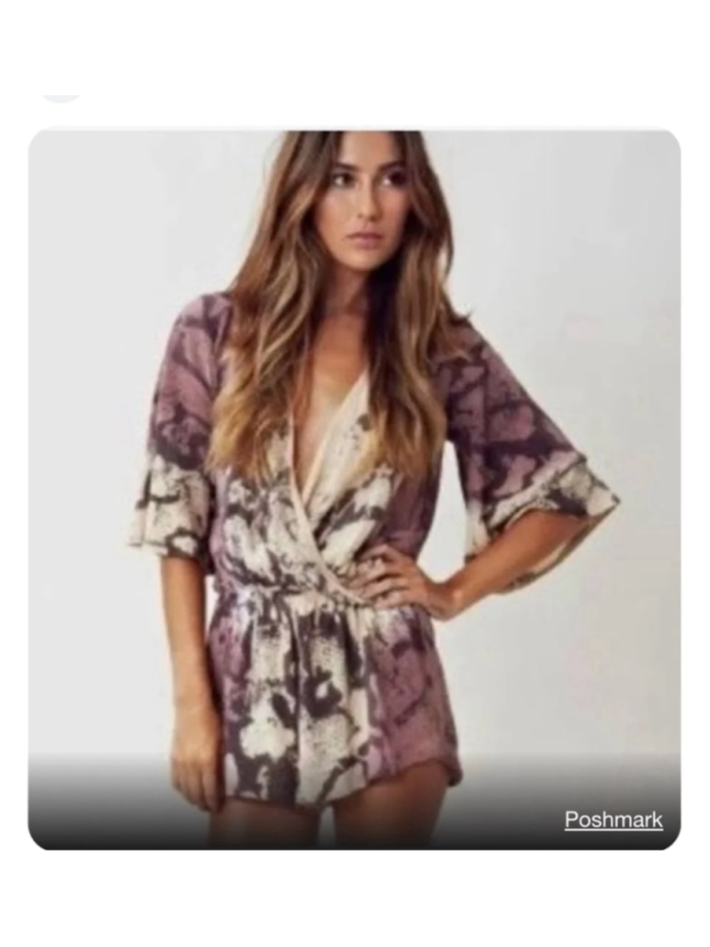 Women's Blue Life Romper S Brown White